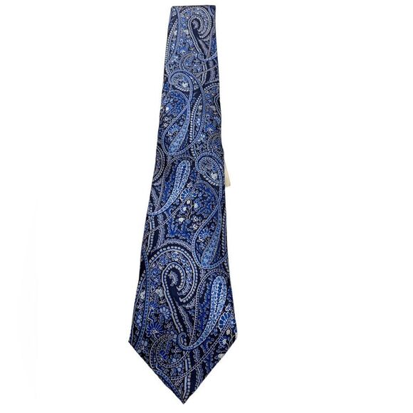Burma Bibas mens wearhouse blue white paisley 100% silk length 29 inches - Picture 1 of 6